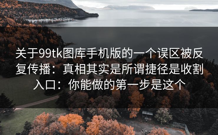 关于99tk图库手机版的一个误区被反复传播:真相其实是所谓捷径是收割入口:你能做的第一步是这个