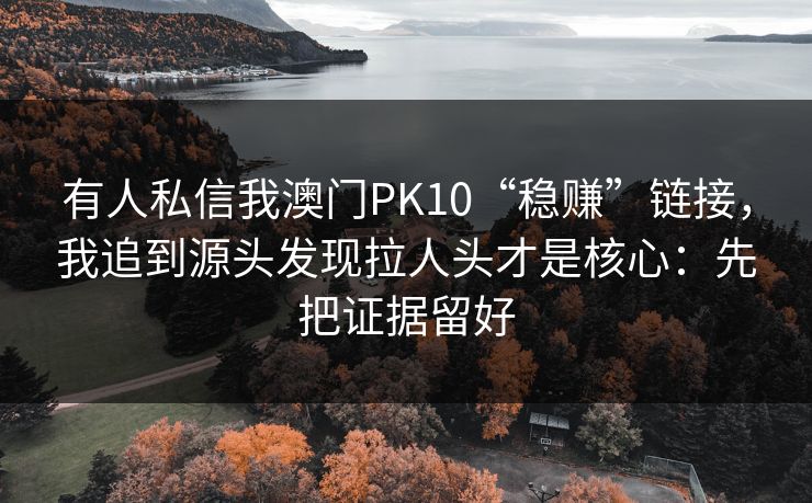 有人私信我澳门PK10“稳赚”链接,我追到源头发现拉人头才是核心:先把证据留好